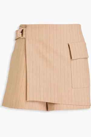 Maje Skirt-effect pinstriped shorts - Neutral