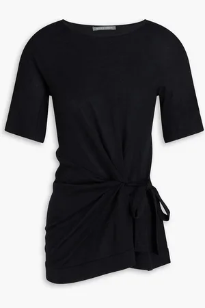 Alberta Ferretti Asymmetric ruched wool top