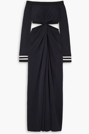 J.W.Anderson Off-the-shoulder cutout twisted jersey maxi dress - Blue