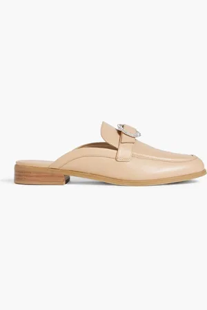 Stuart Weitzman Crystal Buckle leather mule - Neutral