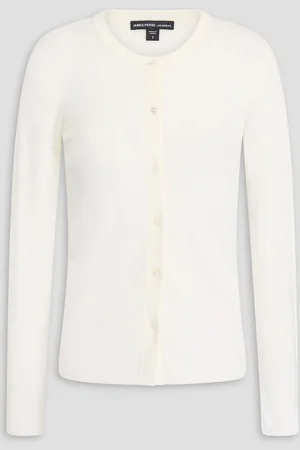 James Perse Ribbed linen-blend jersey cardigan - White