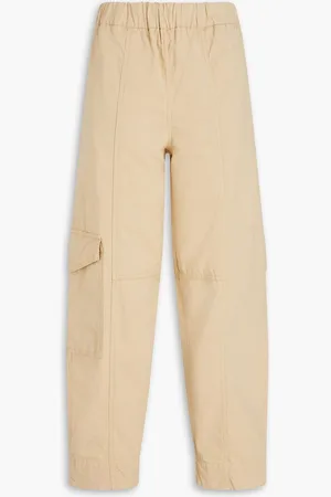 Ganni Stretch-cotton tapered pants - Neutral