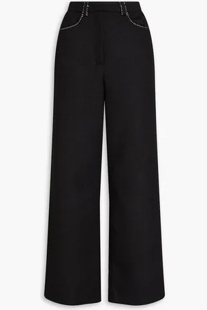 Maje Chain-embellished tweed wide-leg pants