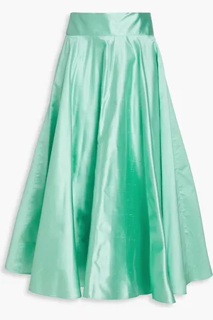 Dolce & Gabbana Pleated silk-shantung midi skirt - Green