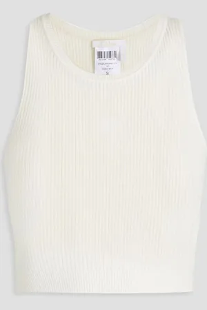 Chloé Cropped cutout ribbed wool tank - White