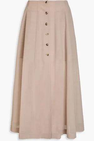 Serafini Wool-blend gauze midi skirt - Neutral