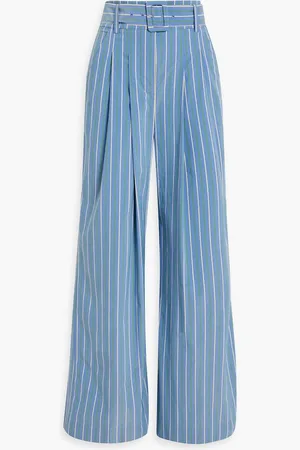 VERONICA BEARD Maliyah belted striped poplin wide-leg pants