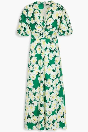 Diane von Furstenberg Majorie twisted floral-print cotton-blend poplin midi dress