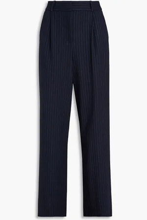 VERONICA BEARD Heyser pinstriped woven wide-leg pants - Blue