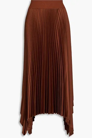 Joseph Ade asymmetric pleated satin midi skirt