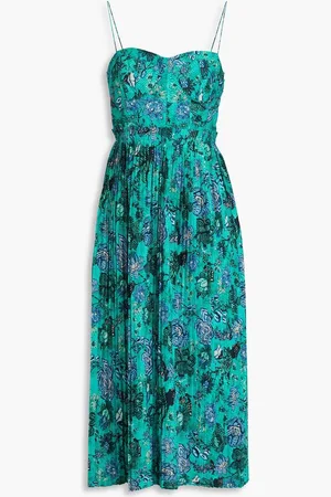 ULLA JOHNSON Jessie printed cotton-poplin midi dress - Green