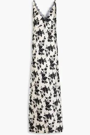 VERONICA BEARD Hamina lace-trimmed floral-print stretch-silk satin maxi dress