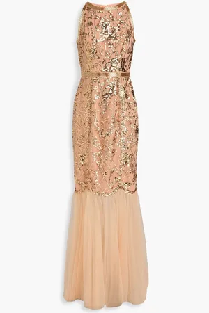 Marchesa Notte Sequin-embellished tulle gown