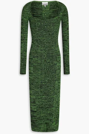 Ganni Marled ribbed-knit midi dress