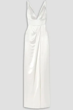 Naeem Khan Virginia draped silk-satin gown - White