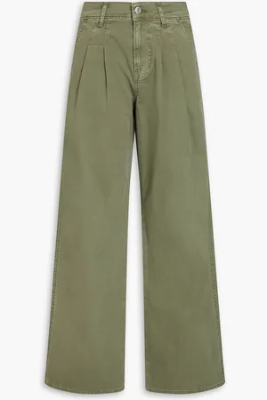 VERONICA BEARD Mia stretch-cotton twill wide-leg pants - Green