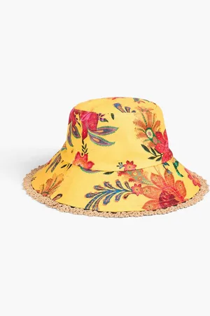 ZIMMERMANN Printed linen-canvas bucket hat - Yellow