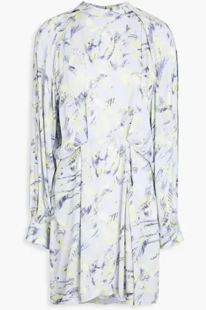 IRO Pleated printed woven mini dress - Purple