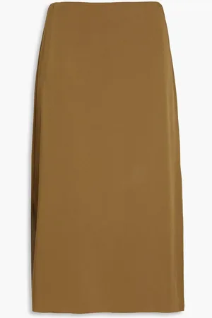THEORY Silk crepe de chine midi skirt - Green