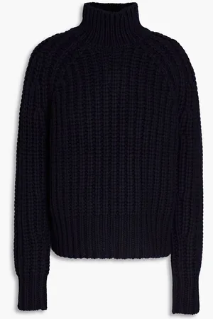 Vince Ribbed wool and cashmere-blend turtleneck sweater - Blue