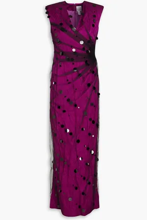 HUISHAN ZHANG Leilani layered sequin-embellished taffeta gown