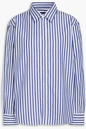 NILI LOTAN Raphael striped cotton-poplin shirt - Blue