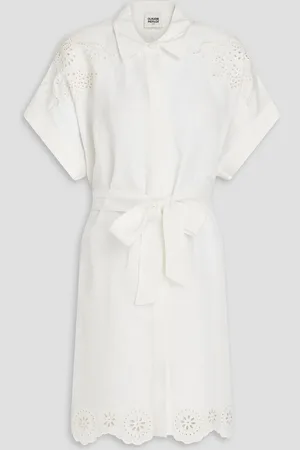 Claudie Pierlot Broderie anglaise-trimmed woven mini shirt dress - White