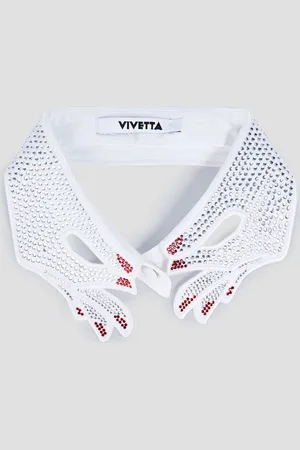 VIVETTA Crystal-embellished cotton-blend poplin collar