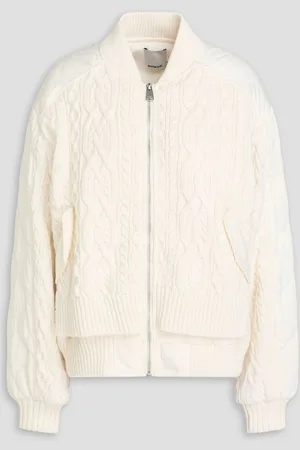 Simkhai Quilted shell and cable-knit bomber jacket - White