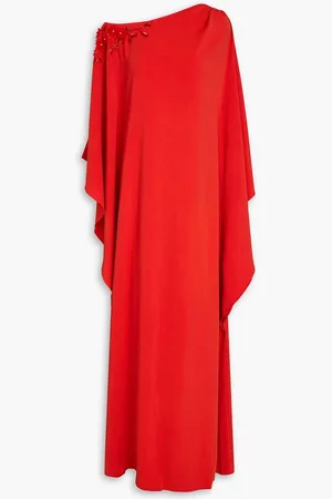 Marchesa Notte Off-the-shoulder embellished crepe gown