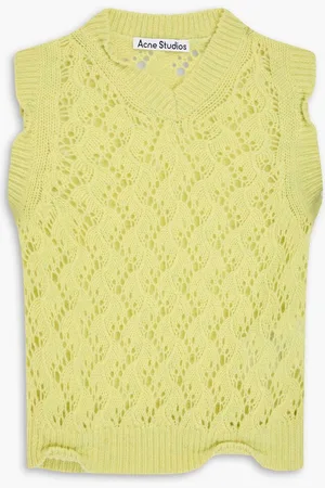 Acne Studios Cropped pointelle-knit wool vest - Yellow