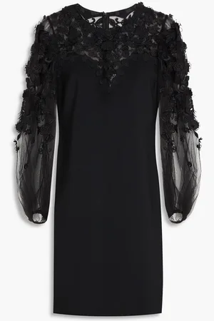 Carolina Herrera Embellished stretch-crepe and tulle mini dress