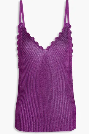 Ganni Ribbed-knit camisole - Purple