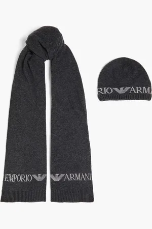 Emporio Armani Knitted beanie and scarf set - Gray