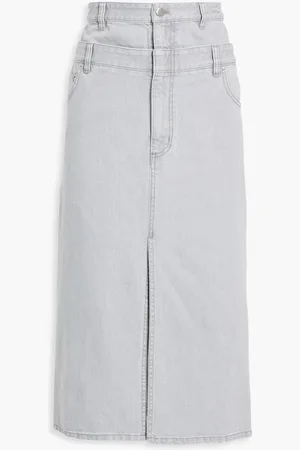 tibi Paneled denim midi skirt - Gray