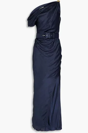 Nicholas One-shoulder satin maxi dress - Blue