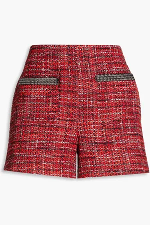 Maje Chain-embellished metallic tweed shorts