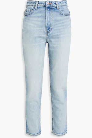 Ganni Cropped faded high-rise slim-leg jeans - Blue