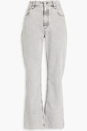 Brunello Cucinelli Bead-embellished high-rise bootcut jeans - Gray