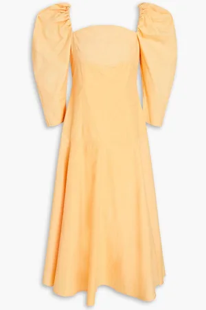 REJINA PYO Celeste gathered organic cotton-poplin midi dress - Yellow