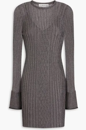 Victoria Beckham Metallic ribbed crochet-knit mini dress - Metallic