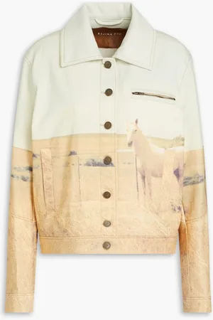 REJINA PYO Marie printed stretch cotton-blend jacket - Yellow