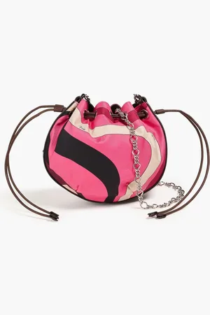 Puccini Leather-trimmed printed silk-twill cross-body bag