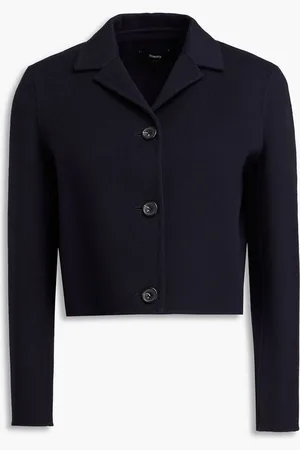 THEORY Cropped wool and cashmere-blend felt jacket - Blue