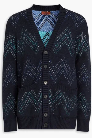 Missoni Jacquard-knit cotton-blend cardigan - Blue