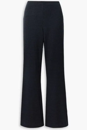 tibi Ali checked stretch-knit flared pants - Blue