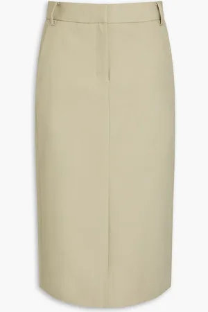 tibi Cotton-twill midi skirt - Green
