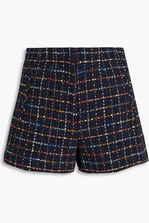 VERONICA BEARD Jazmin checked cotton-blend bouclé-tweed shorts - Blue