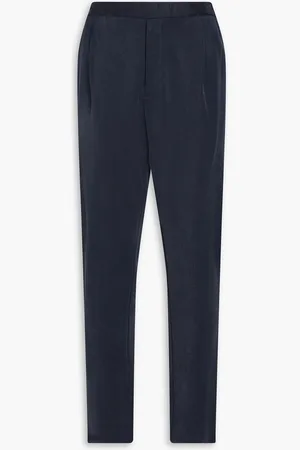 Giorgio Armani Tapered cupro-blend twill pants - Blue