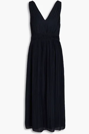 Vince Pleated gauze midi dress - Blue